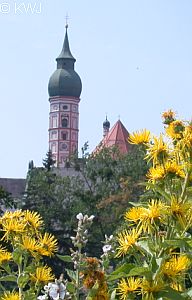 Andechser Kräutergarten zu Füßen der Klosterkirche
